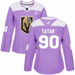 Womens Adidas Vegas Golden Knights 90 Tomas Tatar Authentic Purple Fights Cancer Practice NHL Jersey 