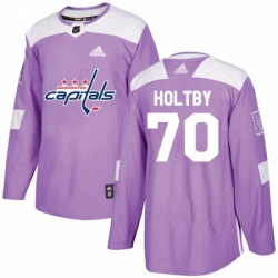 Mens Adidas Washington Capitals 70 Braden Holtby Authentic Purple Fights Cancer Practice NHL Jersey 