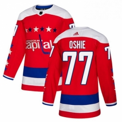 Mens Adidas Washington Capitals 77 TJ Oshie Authentic Red Alternate NHL Jersey 