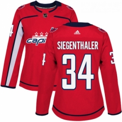 Womens Adidas Washington Capitals 34 Jonas Siegenthaler Authentic Red Home NHL Jersey 