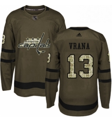 Youth Adidas Washington Capitals 13 Jakub Vrana Premier Green Salute to Service NHL Jersey 