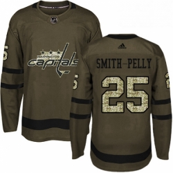 Youth Adidas Washington Capitals 25 Devante Smith Pelly Authentic Green Salute to Service NHL Jersey 