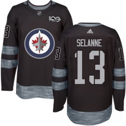 Jets #13 Teemu Selanne Black 1917 2017 100th Anniversary Stitched NHL Jersey