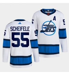 Men Winnipeg Jets 55 Mark Scheifele White 2022 Reverse Retro Stitched Jersey