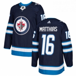 Mens Adidas Winnipeg Jets 16 Shawn Matthias Authentic Navy Blue Home NHL Jersey 