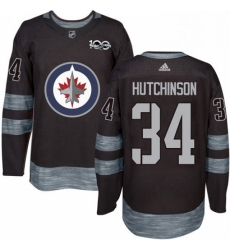 Mens Adidas Winnipeg Jets 34 Michael Hutchinson Premier Black 1917 2017 100th Anniversary NHL Jersey 