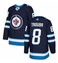 Mens Adidas Winnipeg Jets 8 Jacob Trouba Authentic Navy Blue Home NHL Jersey 