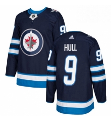 Mens Adidas Winnipeg Jets 9 Bobby Hull Premier Navy Blue Home NHL Jersey 