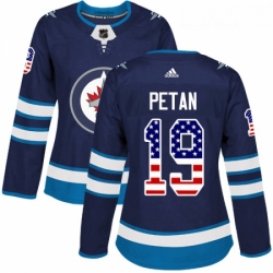 Womens Adidas Winnipeg Jets 19 Nic Petan Authentic Navy Blue USA Flag Fashion NHL Jersey 