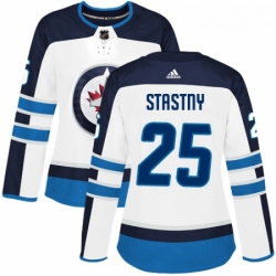 Womens Adidas Winnipeg Jets 25 Paul Stastny Authentic White Away NHL Jerse