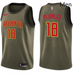 Mens Nike Atlanta Hawks 18 Miles Plumlee Swingman Green Salute to Service NBA Jersey 