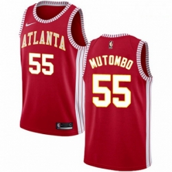 Mens Nike Atlanta Hawks 55 Dikembe Mutombo Swingman Red NBA Jersey Statement Edition 