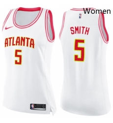 Womens Nike Atlanta Hawks 5 Josh Smith Swingman WhitePink Fashion NBA Jersey