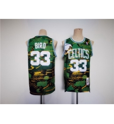 Men Boston Celtics 33 Larry Bird Green Black Throwback Stitched Jersey