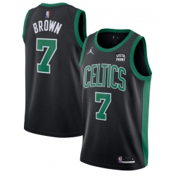 Men's Boston Celtics #7 Jaylen Brown 75th Anniversary Black Stitched Basketball Jersey