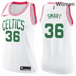 Womens Nike Boston Celtics 36 Marcus Smart Swingman WhitePink Fashion NBA Jersey