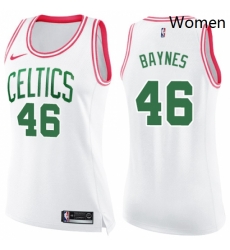 Womens Nike Boston Celtics 46 Aron Baynes Swingman WhitePink Fashion NBA Jersey 