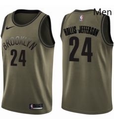 Mens Nike Brooklyn Nets 24 Rondae Hollis Jefferson Swingman Green Salute to Service NBA Jersey