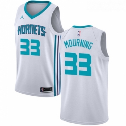 Womens Nike Jordan Charlotte Hornets 33 Alonzo Mourning Authentic White NBA Jersey Association Edition