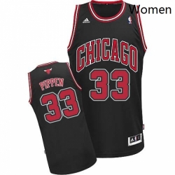 Womens Adidas Chicago Bulls 33 Scottie Pippen Swingman Black Alternate NBA Jersey