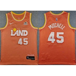 Men Cleveland Cavaliers 45 Donovan Mitchell Orange 2025 City Edition Stitched Jersey