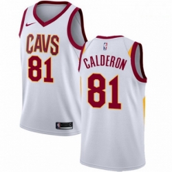 Mens Nike Cleveland Cavaliers 81 Jose Calderon Authentic White Home NBA Jersey Association Edition 