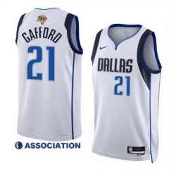 Men Dallas Mavericks 21 Daniel Gafford White 2024 Finals Association Edition Stitched Basketball Jersey