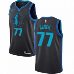 Mens Nike Dallas Mavericks 77 Luka Doncic Swingman Charcoal NBA Jersey City Edition 