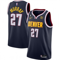 Men Denver Nuggets 27 Jamal Murray Navy Icon Edition With NO 6 Patch Stitched Jersey