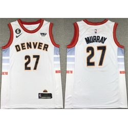 Men Denver Nuggets 27 Jamal Murray Silver 2022 23 City Edition With NO 6 Patch Stitched Jersey