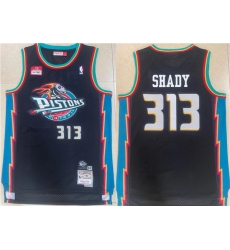 Men Detroit Pistons 313 Shady Black Mitchell  26 Ness Throwback Stitched Jersey