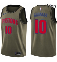 Mens Nike Detroit Pistons 10 Dennis Rodman Swingman Green Salute to Service NBA Jersey