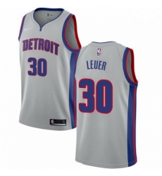 Mens Nike Detroit Pistons 30 Jon Leuer Authentic Silver NBA Jersey Statement Edition 