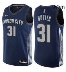 Mens Nike Detroit Pistons 31 Caron Butler Authentic Navy Blue NBA Jersey City Edition