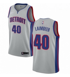 Mens Nike Detroit Pistons 40 Bill Laimbeer Authentic Silver NBA Jersey Statement Edition