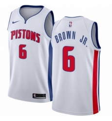 Mens Nike Detroit Pistons 6 Bruce Brown Jr Swingman White NBA Jersey Association Edition 