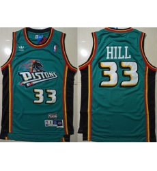 Pistons 33 Grant Hill Green Hardwood Classics Jersey