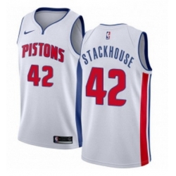 Womens Nike Detroit Pistons 42 Jerry Stackhouse Authentic White Home NBA Jersey Association Edition