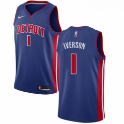 Youth Nike Detroit Pistons 1 Allen Iverson Swingman Royal Blue Road NBA Jersey Icon Edition