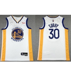 Men Golden State Warriors 30 Stephen Curry 75th Anniversary White Stitched Basketball Jersey