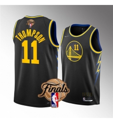 Men's Golden State Warriors #11 Klay Thompson 2022 Black NBA Finals Stitched Jersey