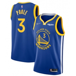 Men's Golden State Warriors #3 Jordan Poole 2022 Royal 75th Anniversary Stitched Jersey