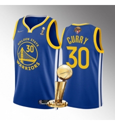 Men's Golden State Warriors #30 Stephen Curry 2022 Royal NBA Finals Champions Stitched Jersey