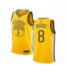 Mens Golden State Warriors 8 Alec Burks Yellow Swingman Jersey Earned Edition 