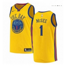 Mens Nike Golden State Warriors 1 JaVale McGee Swingman Gold NBA Jersey City Edition