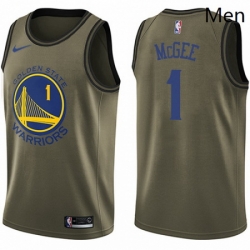 Mens Nike Golden State Warriors 1 JaVale McGee Swingman Green Salute to Service NBA Jersey