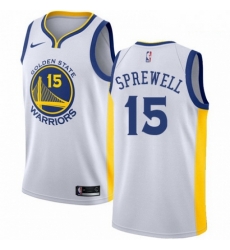 Mens Nike Golden State Warriors 15 Latrell Sprewell Authentic White Home NBA Jersey Association Edition