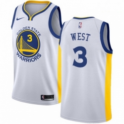 Mens Nike Golden State Warriors 3 David West Swingman White Home NBA Jersey Association Edition