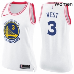 Womens Nike Golden State Warriors 3 David West Swingman WhitePink Fashion NBA Jersey