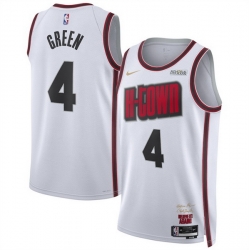 Men Houston Rockets 4 Jalen Green White 2024 25 City Edition Stitched Jersey